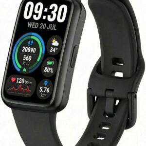 Fitness Tracker for Men & Women with 1.47” HD Display, Heart Rate & SpO2 Tracking, Sleep & Activity Monitor, 100+ Sports Modes, 3ATM Waterproof Smart Band, Works with Android & iOS, Black